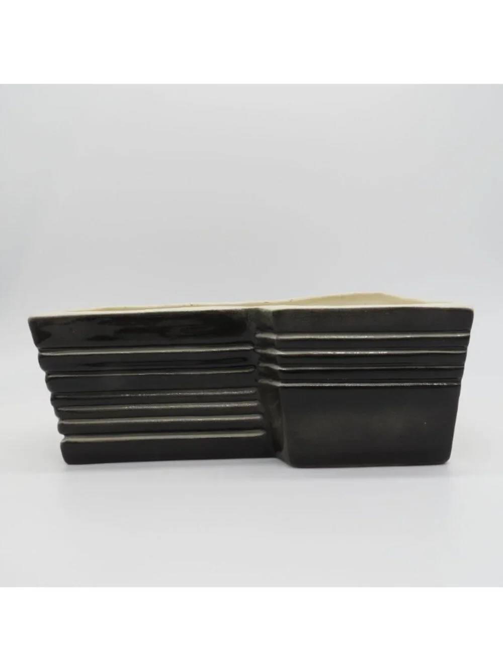 Vintage Planter HORTON CERAMICS TEXAS 1950s Black White Stripe Midcentury Indoor
